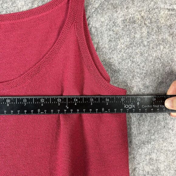 Eileen Fisher Wool Tank Top Womens Large Red Scoop Neck Knit Shirt Career - Picture 6 of 7